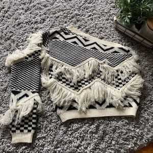 One shoulder fringe sweater size medium.